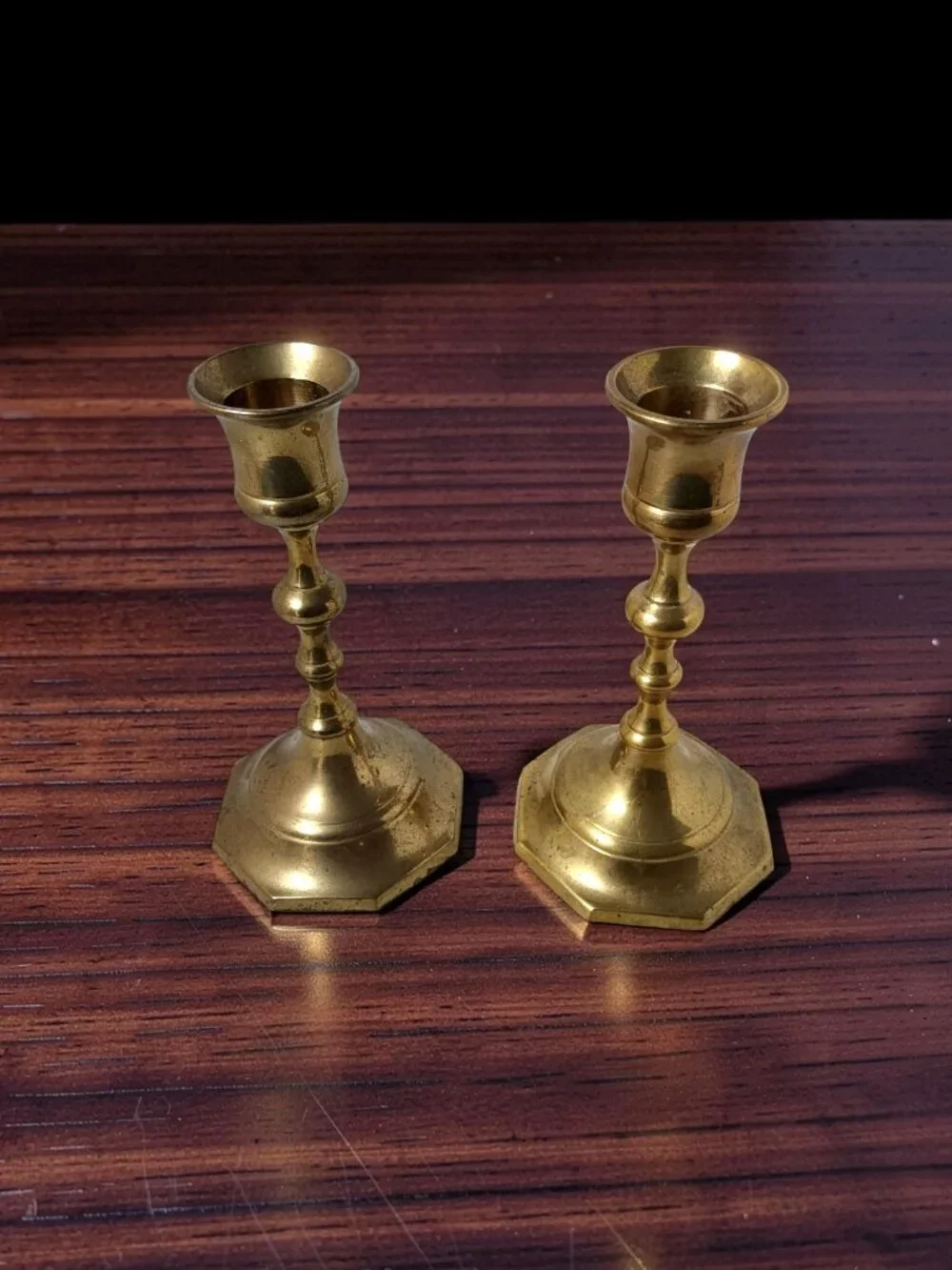 Pair Of 2 Vintage Solid Brass Taper Candlestick Holders Made In India